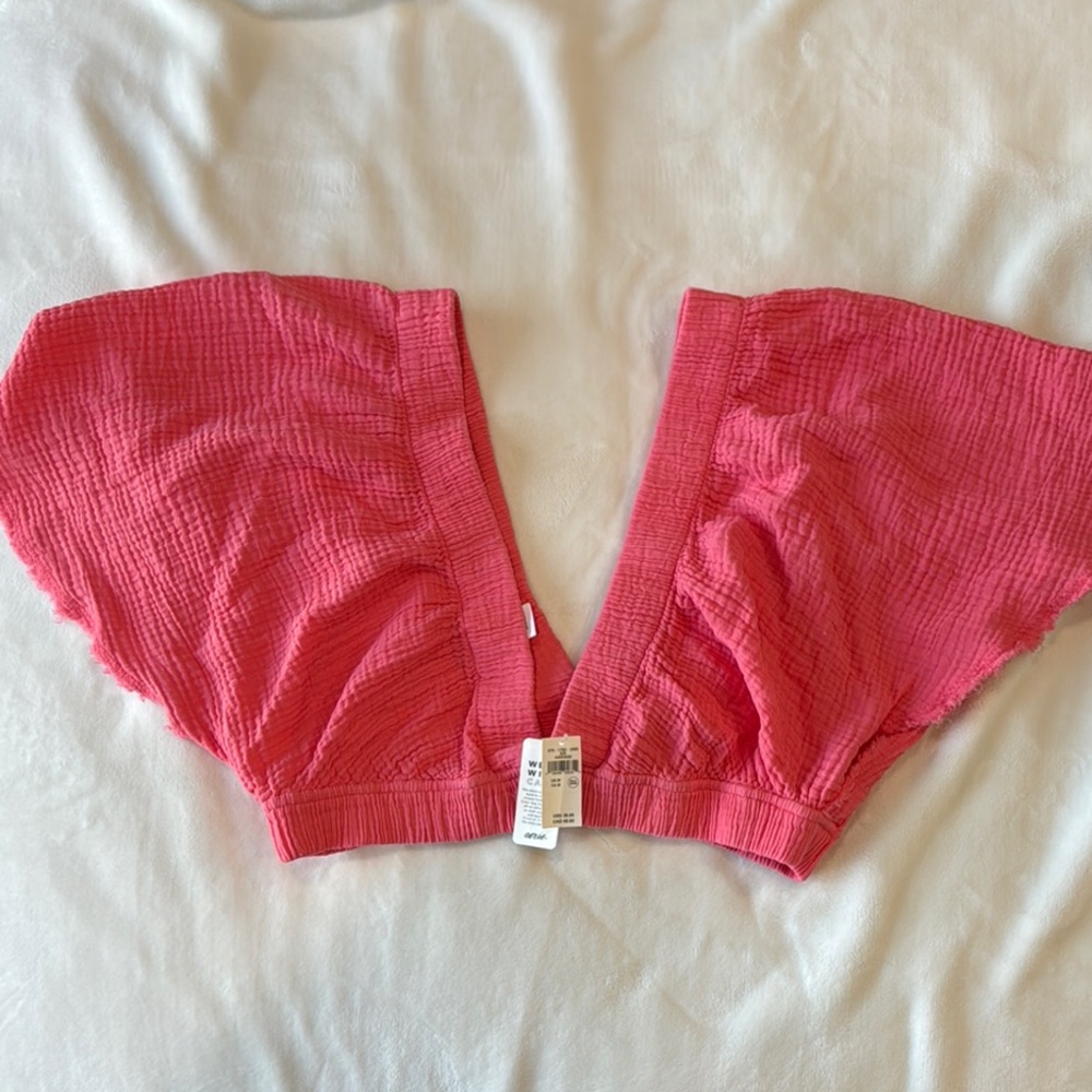 Aerie Pink Linen Crop Top - Picture 3 of 3